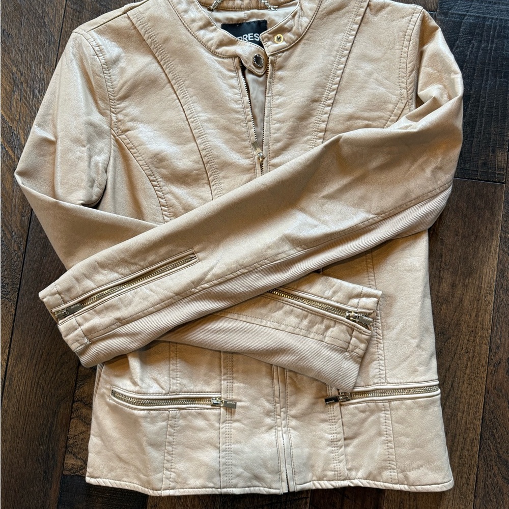 Express Tan Leather Jacket Classic Style